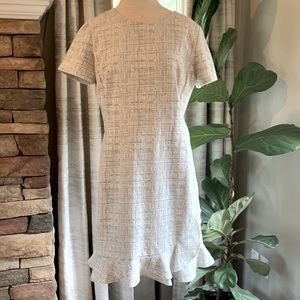 ANN Taylor size 14 white and grey print dress